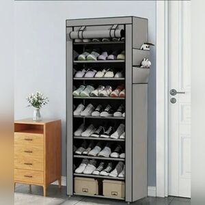 Gray Shoe Storage Cabinet